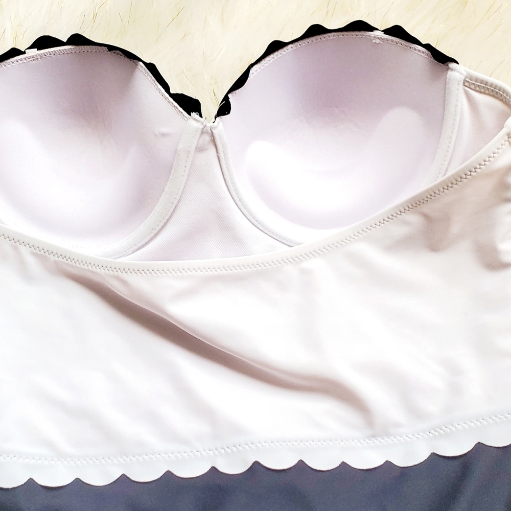 C Apparel black and white scalloped swimsuit - Picture 6 of 6